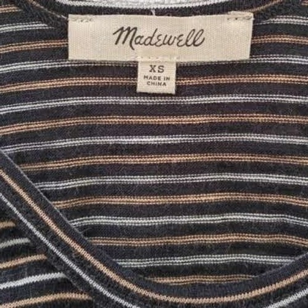 MADEWELL Striped Tank Dress S Black White Sleeveless Cotton‎ Casual NWOT Coastal - Picture 6 of 8
